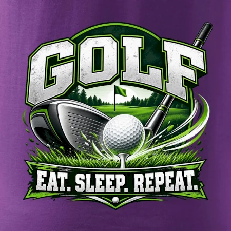 Golfová palica s loptičkou eat sleep repeat