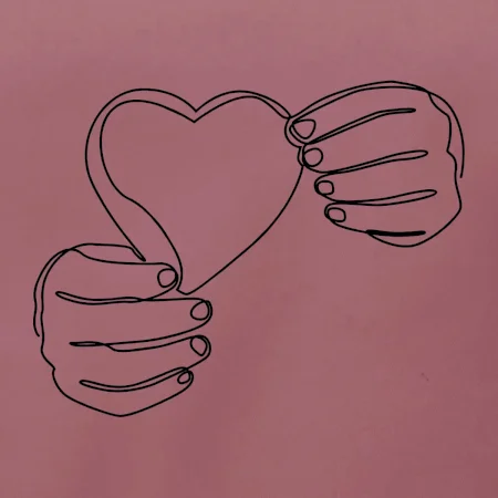 Ruka držiaca srdce jedným ťahom