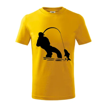 Rybár ťahajúce rybu