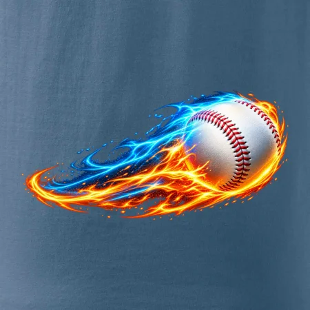 Letící baseballový míček v plamenech
