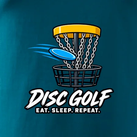 Discgolfový kôš s letiacim diskom eat sleep repeat