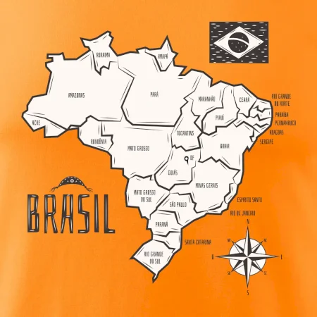 Brazília mapa s názvami regiónov