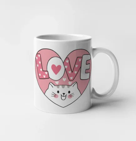 Mačka love - ružové srdce