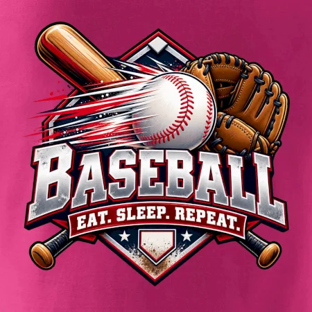 Baseballová pálka s rukavicou eat sleep repeat