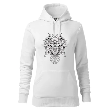 Steampunk sova čiernobiela