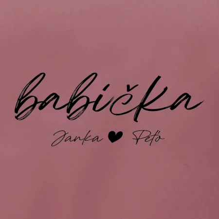 Babička Tričko s menami detí písacie písmo