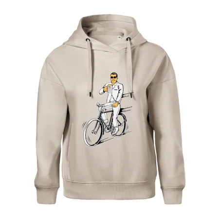 Gentleman na bicykli s pivom