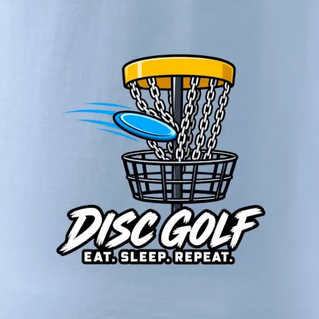Discgolfový kôš s letiacim diskom eat sleep repeat