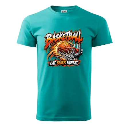 Basketbalový kôš s loptou eat sleep repeat