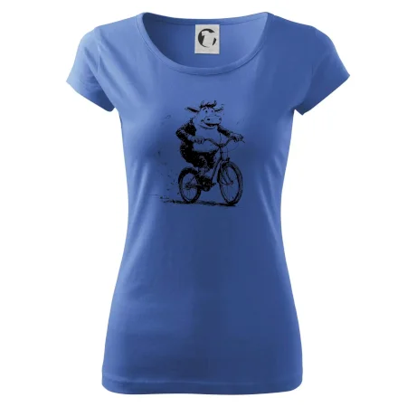 Tučná krava na bicykli