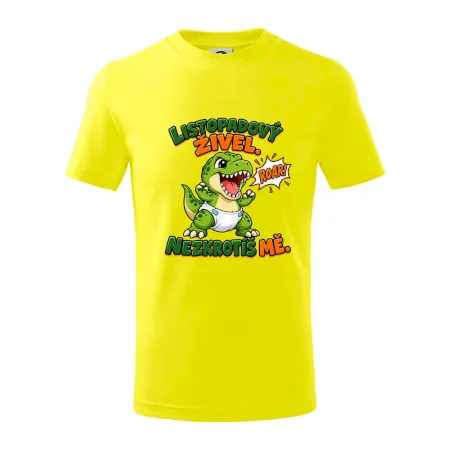 Listopadový živel zelený dinosaurus rex v plence