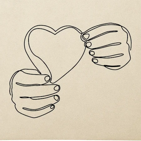 Ruka držiaca srdce jedným ťahom