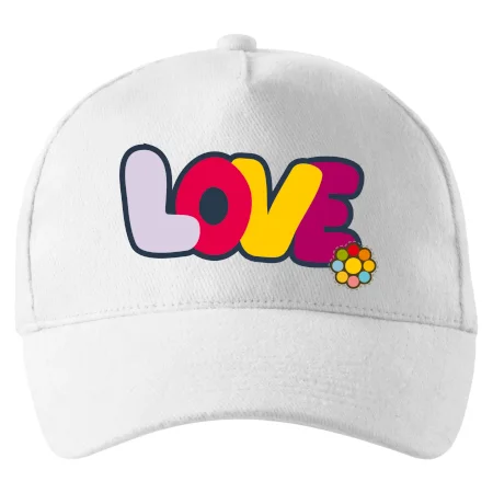 Love nápis s kvetinou