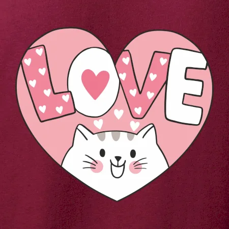 Mačka love - ružové srdce