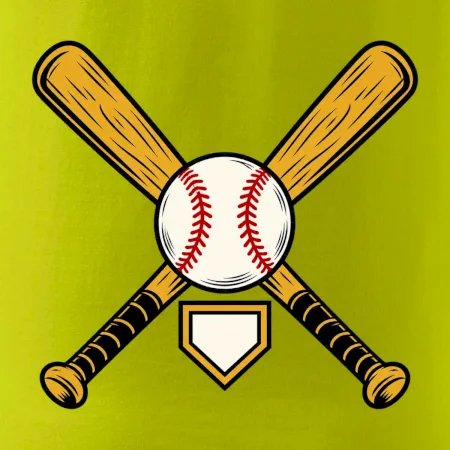 Zkřížené baseballové pálky a míček