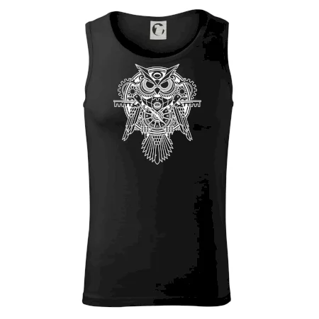 Steampunk sova čiernobiela