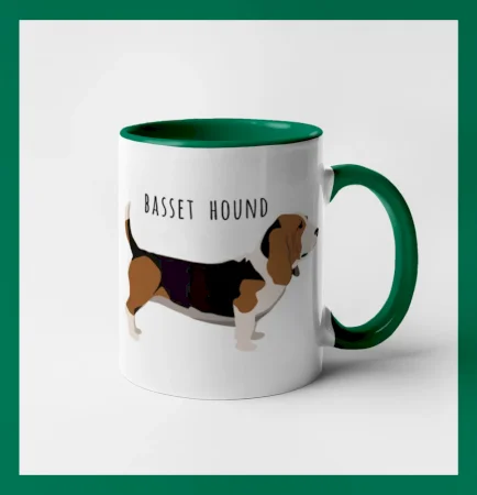 Basset hound pes s nápisom