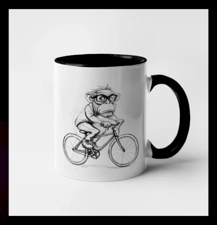 Opice s okuliarmi na bicykli