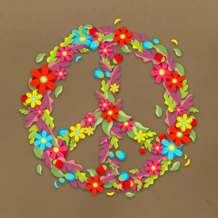 Peace symbol červené kvety