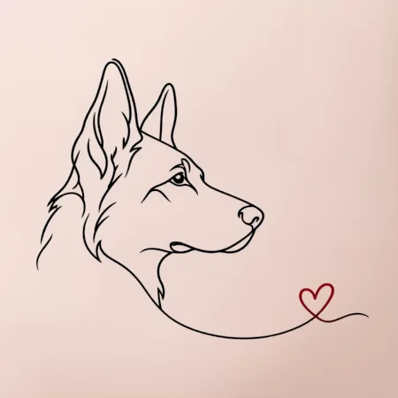 Vlčák a srdce - minimalistická linka