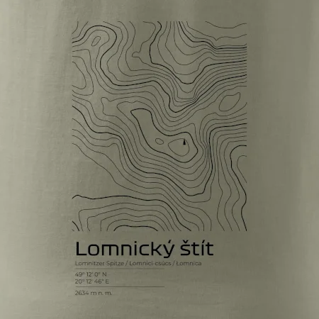 Lomnický štít - vrstevnice v obdĺžniku
