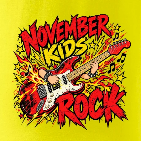 Rocková novembrová gitara s detskými rukami
