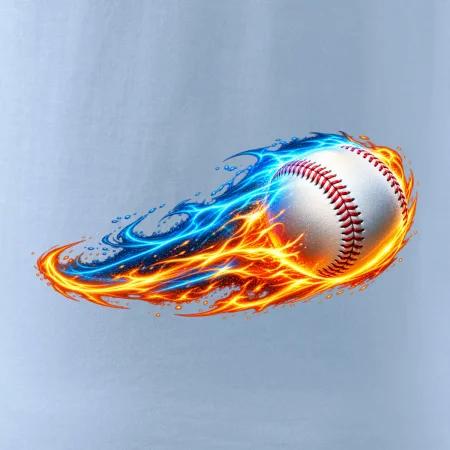 Letící baseballový míček v plamenech