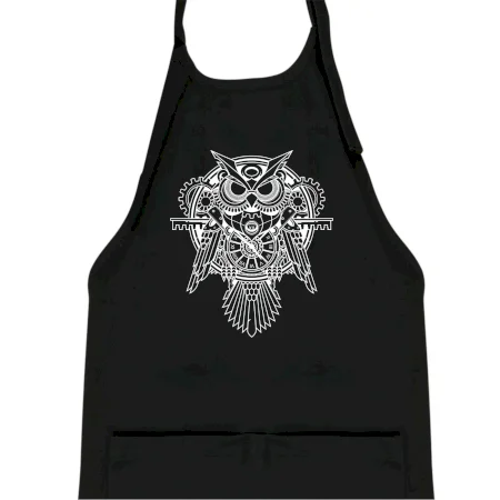 Steampunk sova čiernobiela