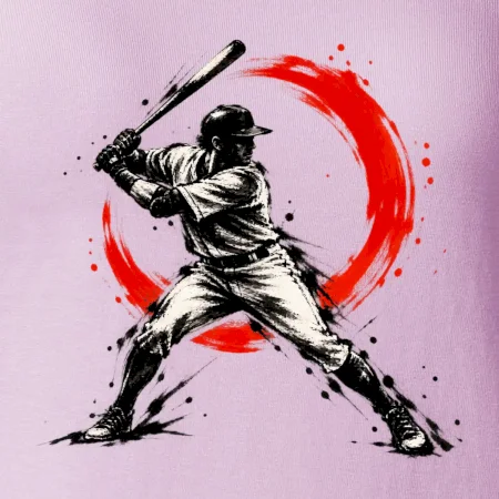 Baseballový pálkař japonská tušová malba