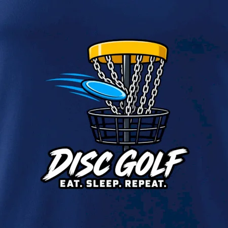 Discgolfový kôš s letiacim diskom eat sleep repeat