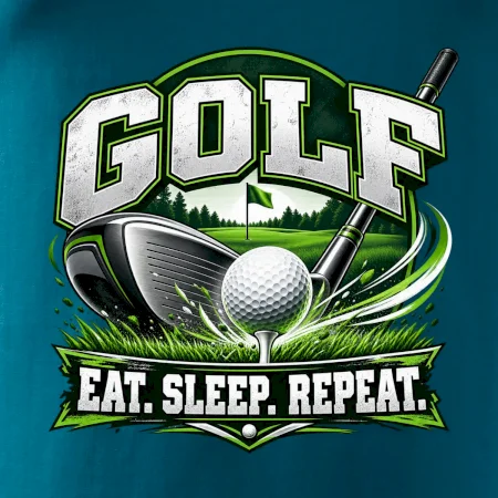Golfová palica s loptičkou eat sleep repeat
