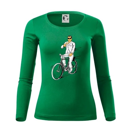 Gentleman na bicykli s pivom