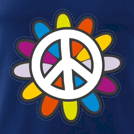 Peace symbol s kreslenou kvetinou