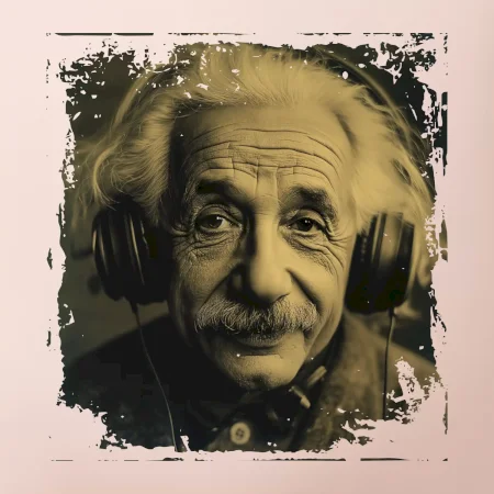 Albert Einstein so slúchadlami