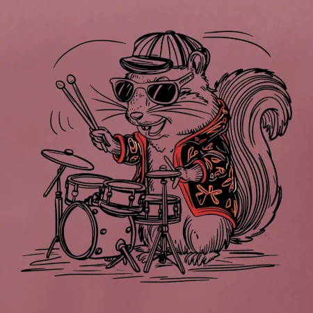 Squirrel playing drums