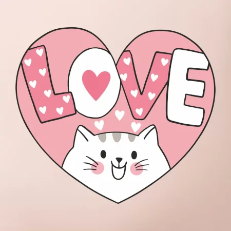 Mačka love - ružové srdce
