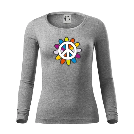 Peace symbol s kreslenou kvetinou