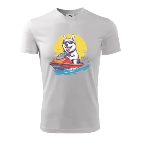 Husky na vodnom skútri