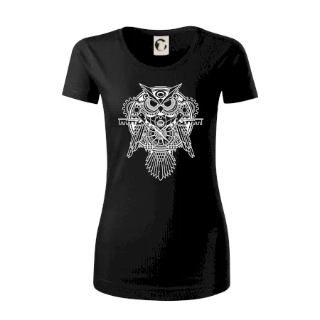 Steampunk sova čiernobiela