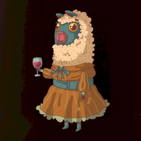 Alpaka s vínom žena