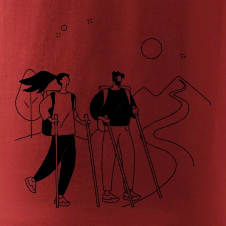 Kreslený pár na výlete