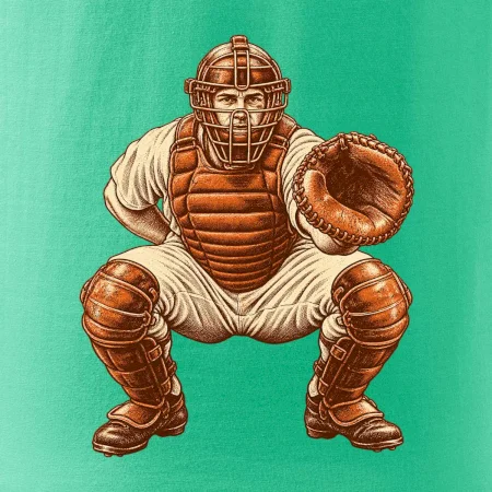 Baseballový catcher retro rytina