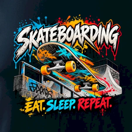 Skateboard ve street stylu eat sleep repeat