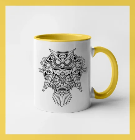 Steampunk sova čiernobiela