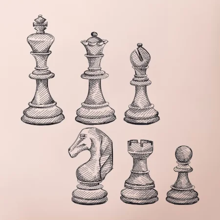 Šachové figúrky kreslené
