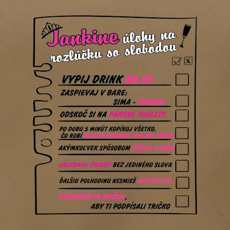 Tričko na rozlúčku s úlohami vpredu