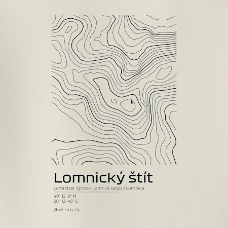 Lomnický štít - vrstevnice v obdĺžniku