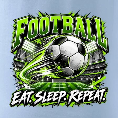 Futbalová lopta a štadión eat sleep repeat