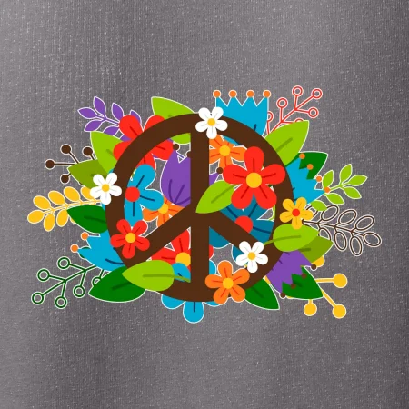 Peace symbol prerastený kvetinami