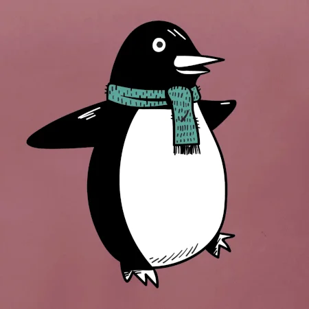 Tučniak so zeleným šálom